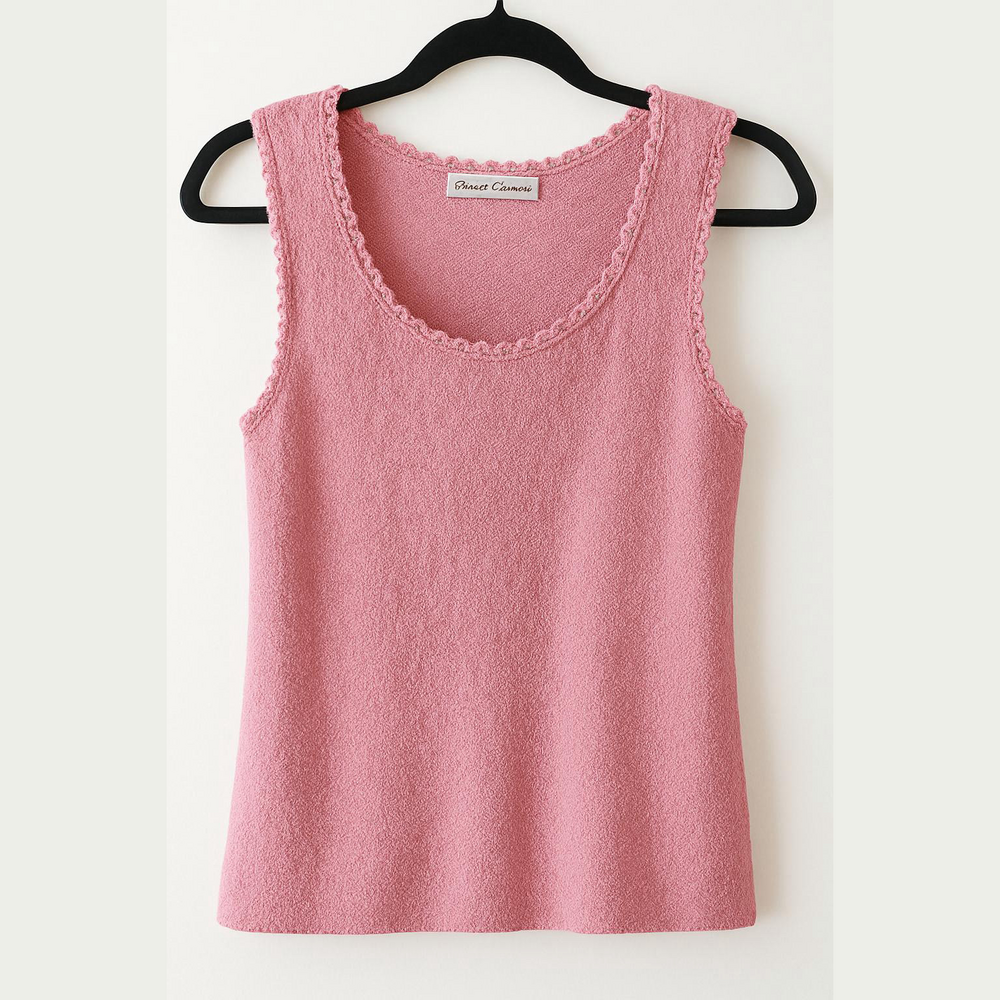 Tommy Bahama waters edge textured cotton pink scoop N. sleeveless sweater. M